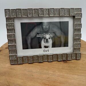 AARON BROTHERS 4 x 6 bling crystal frame shiny bright silver tone picture frame